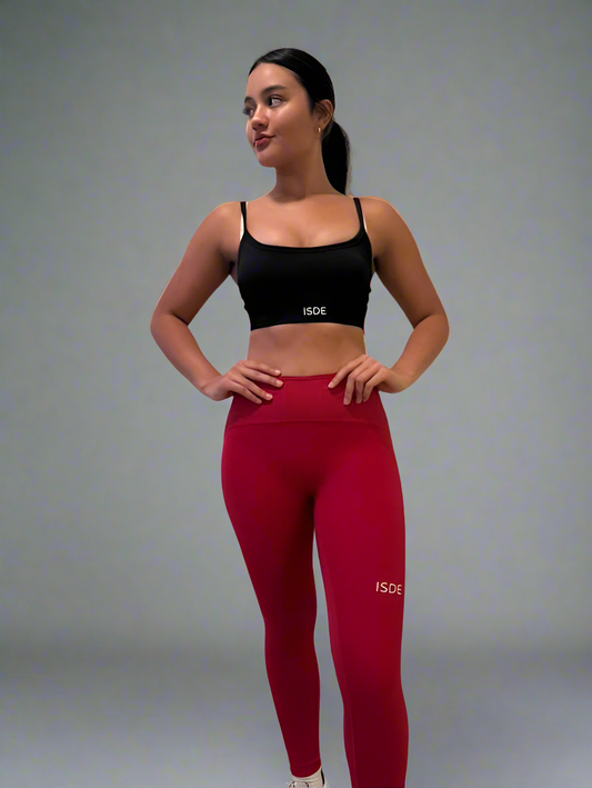 Red Ribbed Leggings