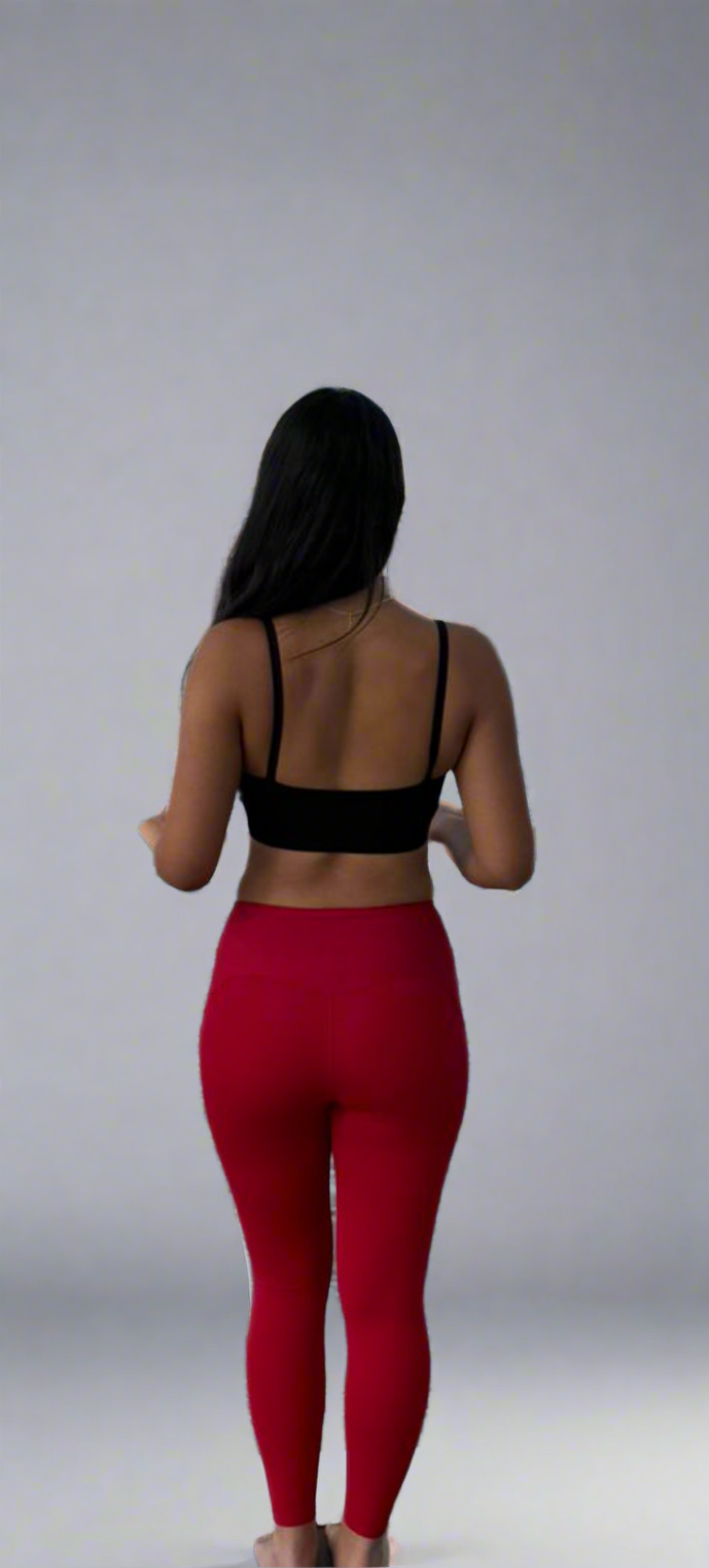 Red Ribbed Leggings